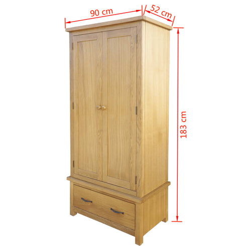 Maison Madeleine -  Wardrobe with 1 Drawer 90x52x183 cm Solid Oak Wood